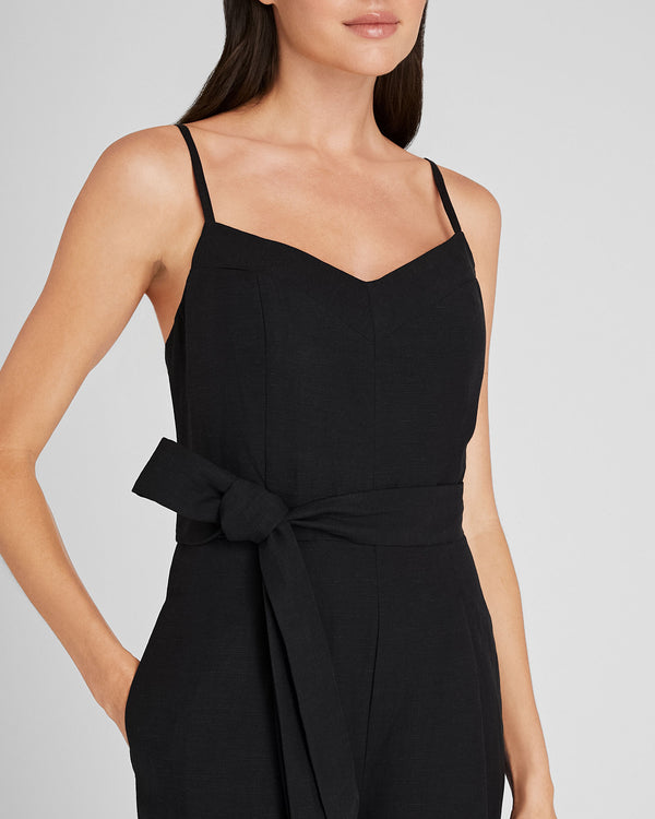 Club Monaco Linen Blend Jumpsuit Black