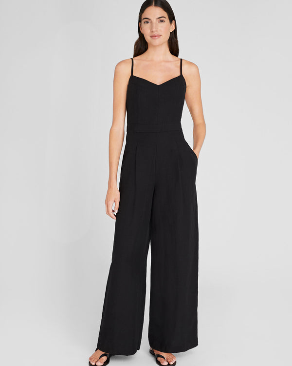 Club Monaco Linen Blend Jumpsuit Black