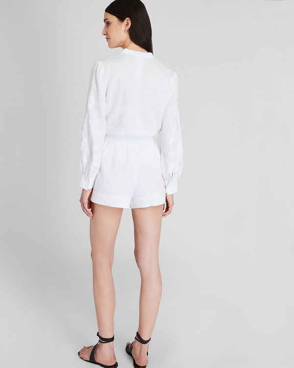 Club Monaco Linen Blend Pull-On Short White