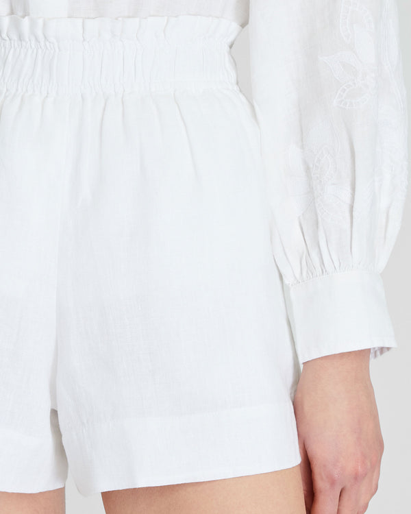 Club Monaco Linen Blend Pull-On Short White