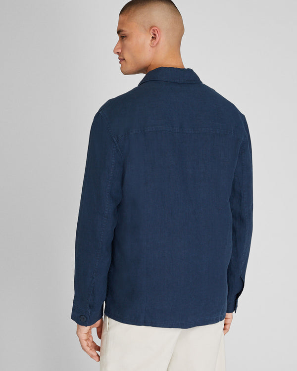 Club Monaco Linen CPO Shirt Jacket Navy