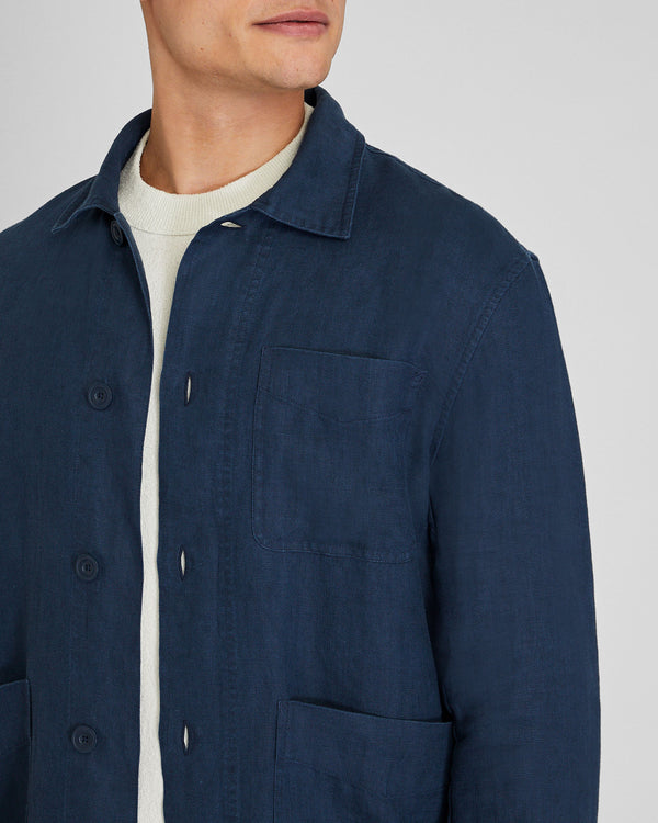 Club Monaco Linen CPO Shirt Jacket Navy