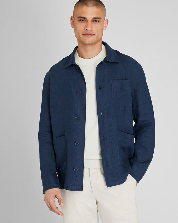 club monaco Linen CPO Shirt Jacket Navy