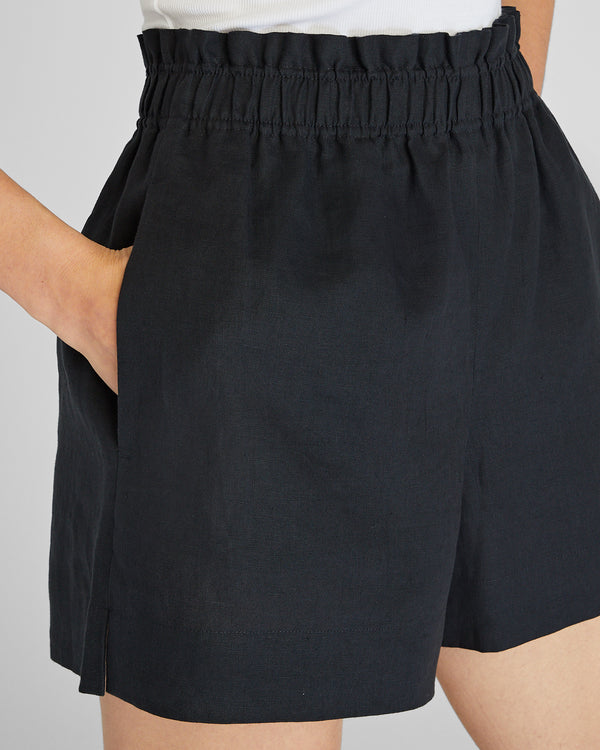 Club Monaco Linen Pull-On Short Black
