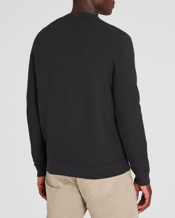 Club Monaco Links Stripe Crewneck Black Charcoal