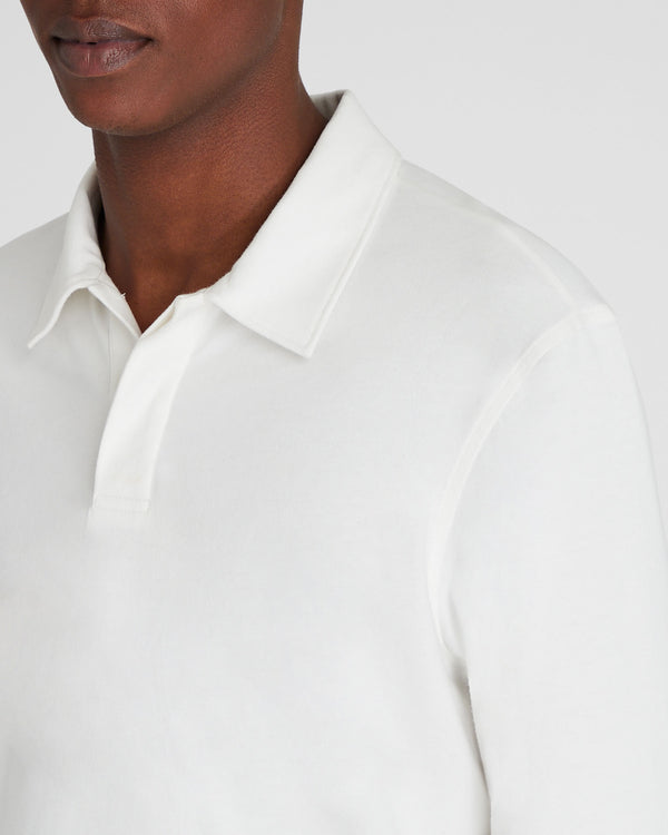 Club Monaco Long-Sleeve Brushed Cotton Polo Cream
