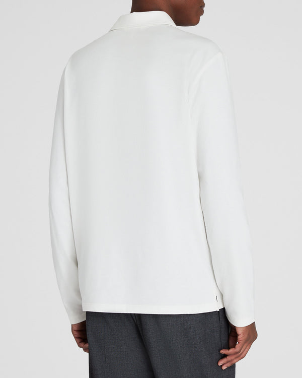 Club Monaco Long-Sleeve Brushed Cotton Polo Cream
