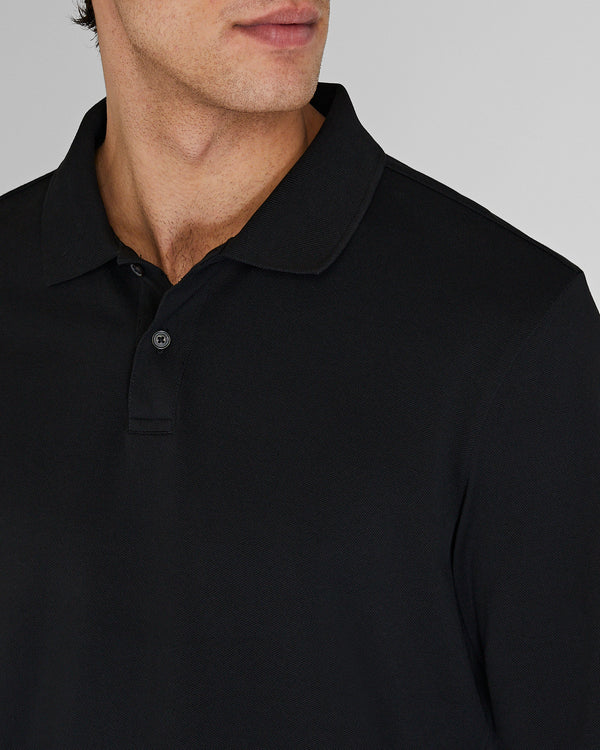 Club Monaco Long Sleeve Clean Piqué Polo Black