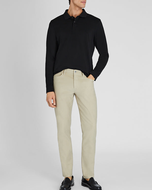 Club Monaco Long Sleeve Clean Piqué Polo Black