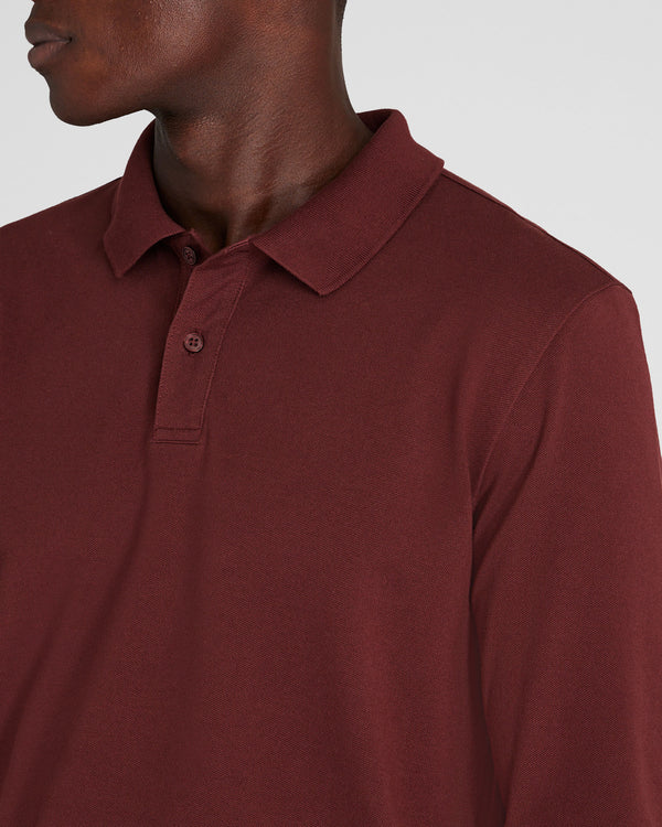 Club Monaco Long Sleeve Clean Piqué Polo Burgundy