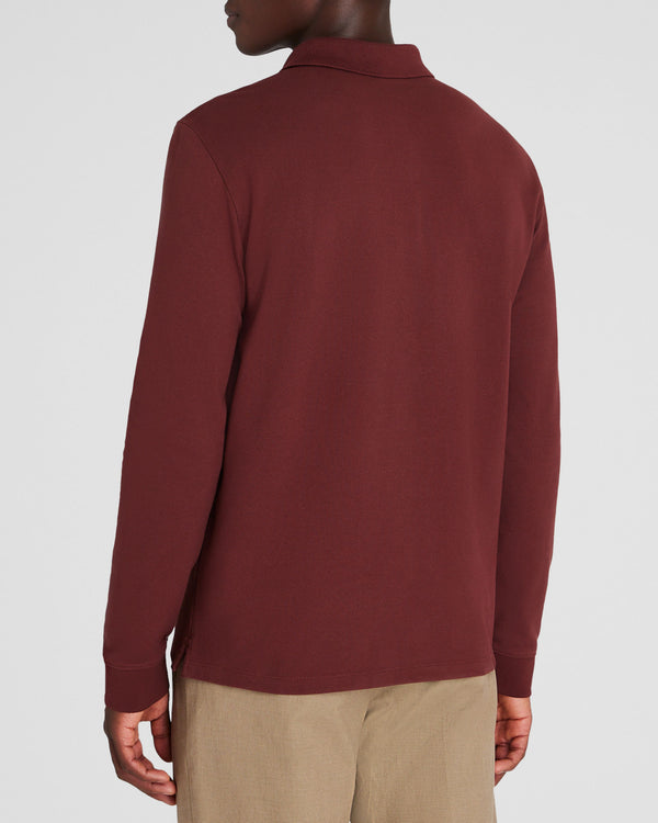 Club Monaco Long Sleeve Clean Piqué Polo Burgundy