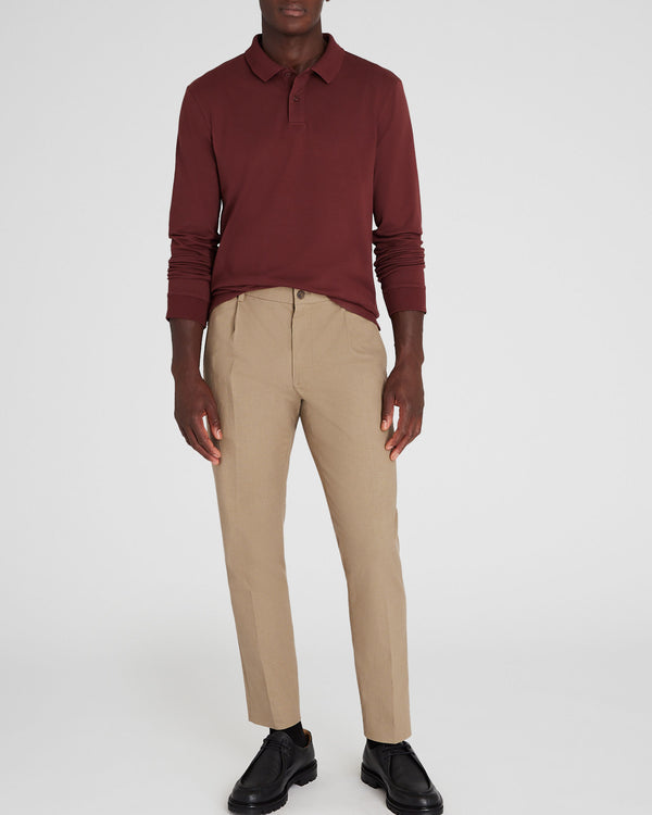 Club Monaco Long Sleeve Clean Piqué Polo Burgundy