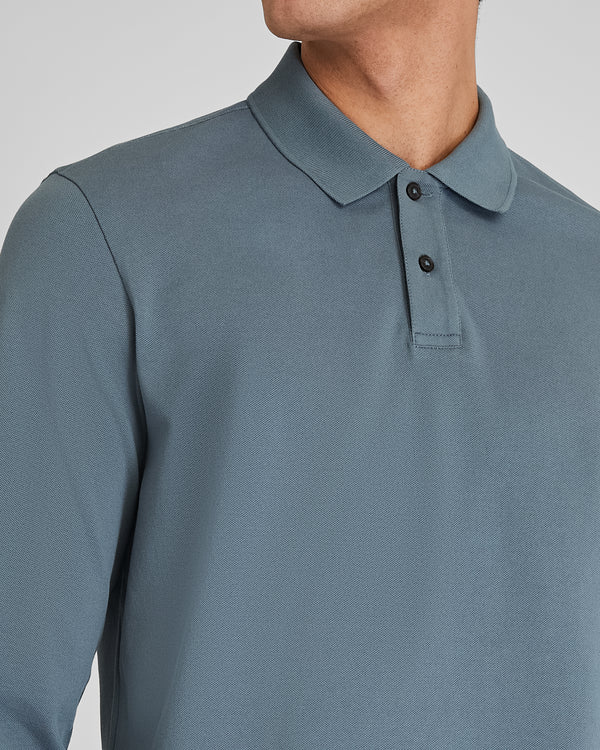 Club Monaco Long Sleeve Clean Piqué Polo Sea Glass