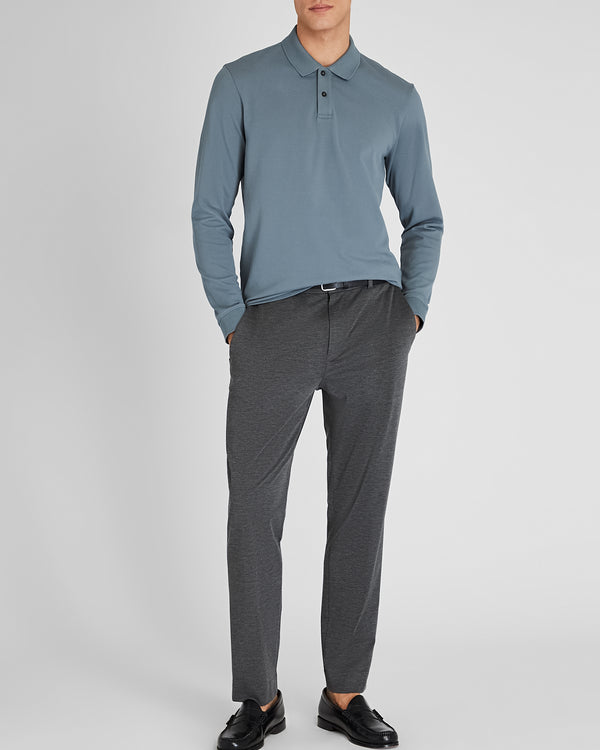 Club Monaco Long Sleeve Clean Piqué Polo Sea Glass