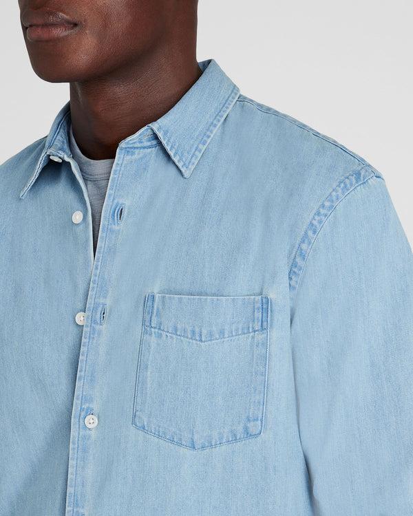 Club Monaco Long-Sleeve Denim Shirt Blue