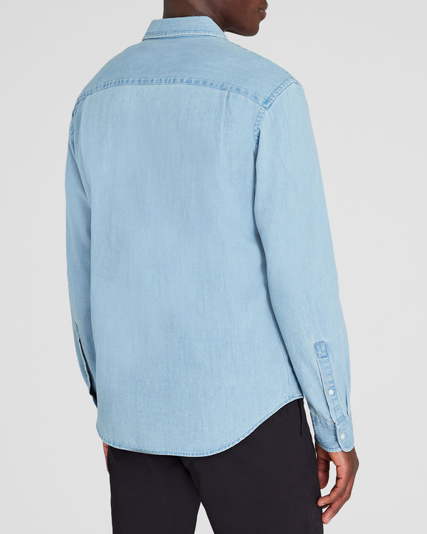 Club Monaco Long-Sleeve Denim Shirt Blue