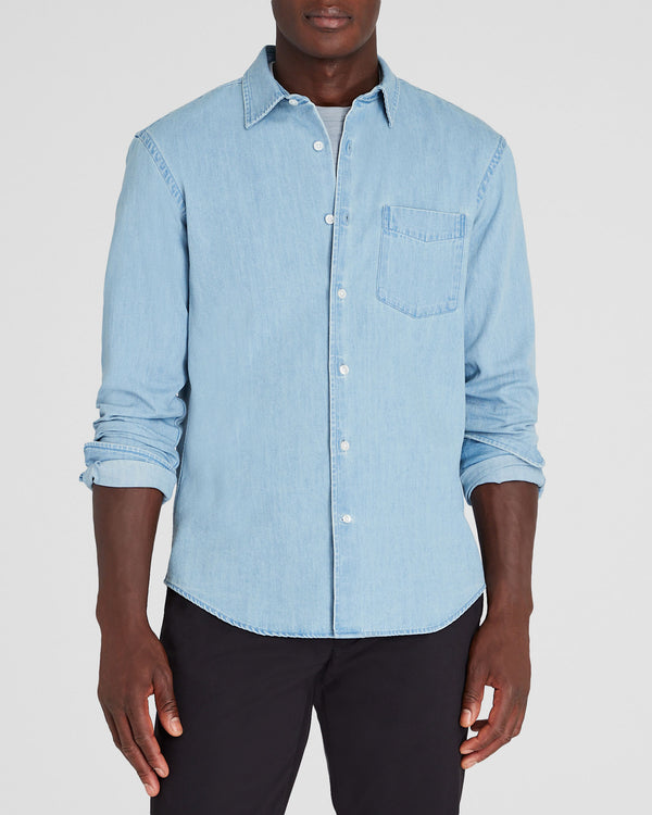 club monaco Long-Sleeve Denim Shirt Blue