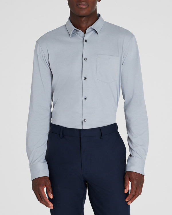 club monaco Long-Sleeve Knit Shirt Grey Mix