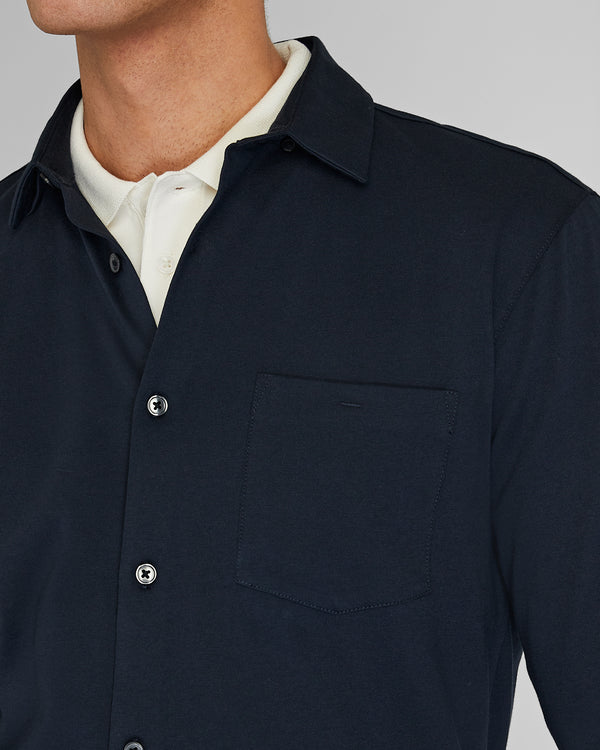 Club Monaco Long-Sleeve Knit Shirt Navy