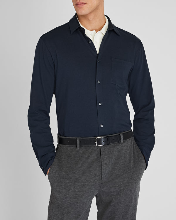 club monaco Long-Sleeve Knit Shirt Navy