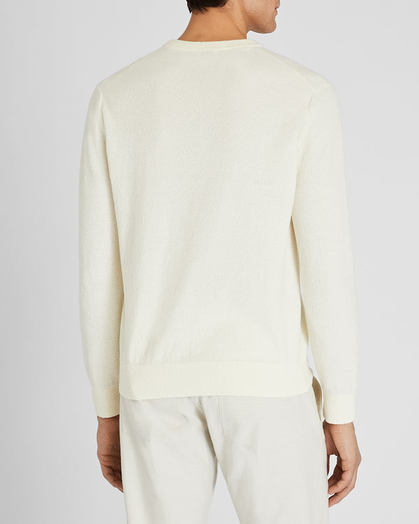 Club Monaco Long-Sleeve Micro Bouclé Sweater Cream