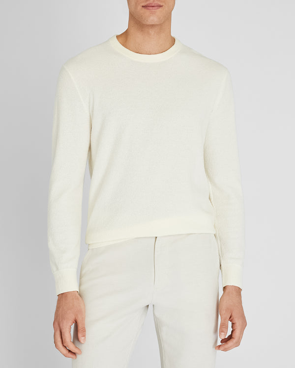 club monaco Long-Sleeve Micro Bouclé Sweater Cream