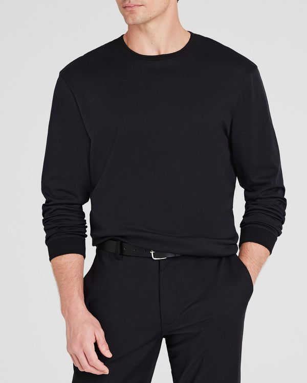 club monaco Long-Sleeve Refined Crew Tee Black