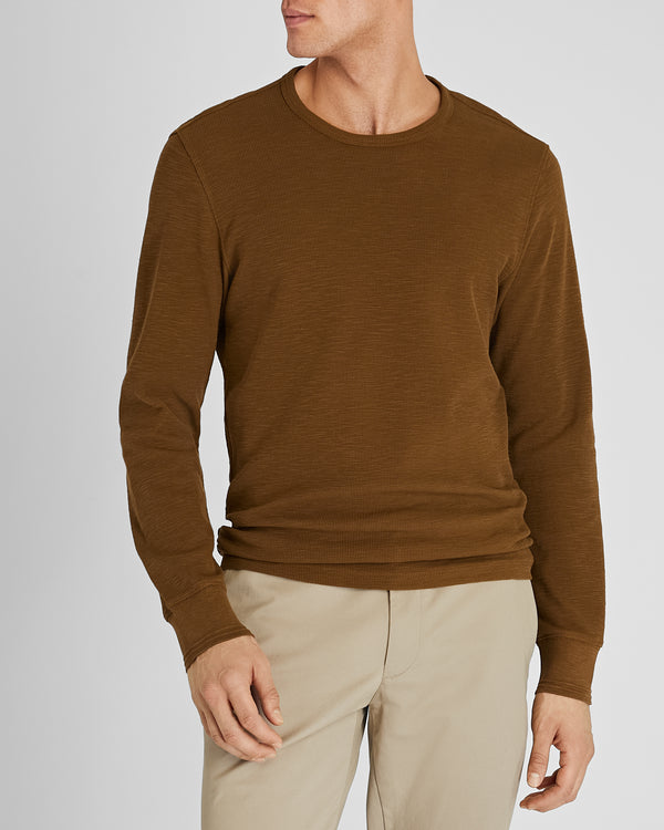 club monaco Long-Sleeve Ribbed Slub Tee Oak