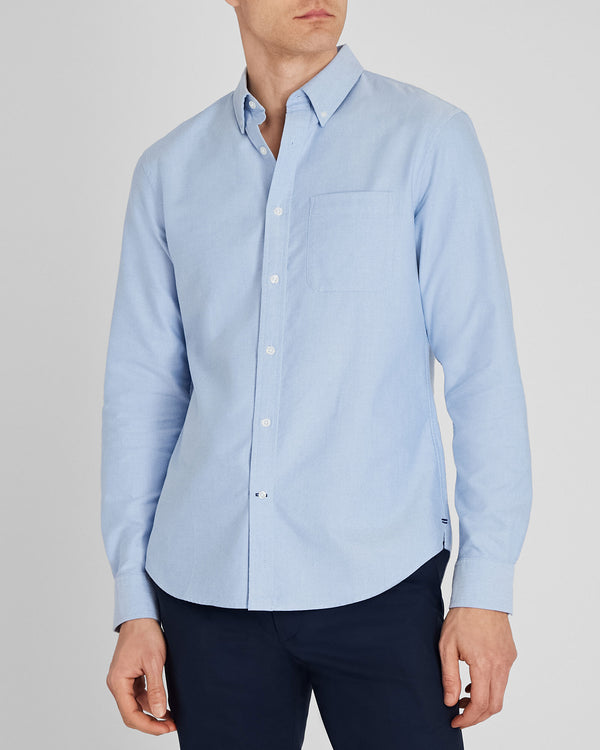 club monaco Long-Sleeve Solid Oxford Shirt Blue