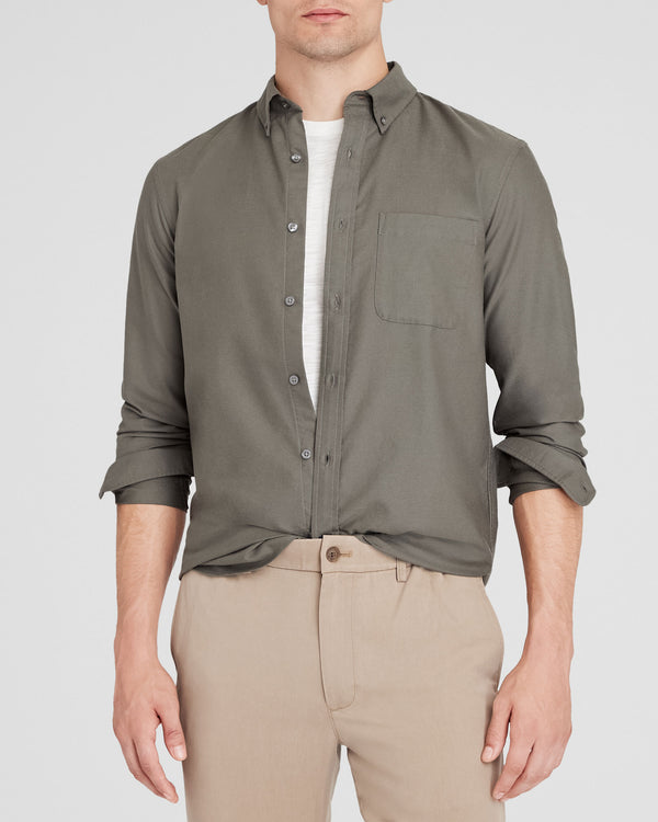 club monaco Long-Sleeve Solid Oxford Shirt Grey