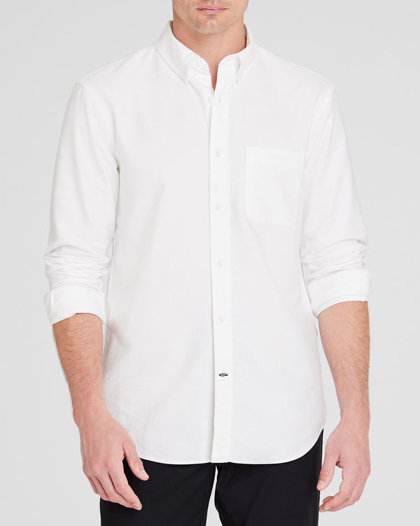club monaco Long-Sleeve Solid Oxford Shirt White
