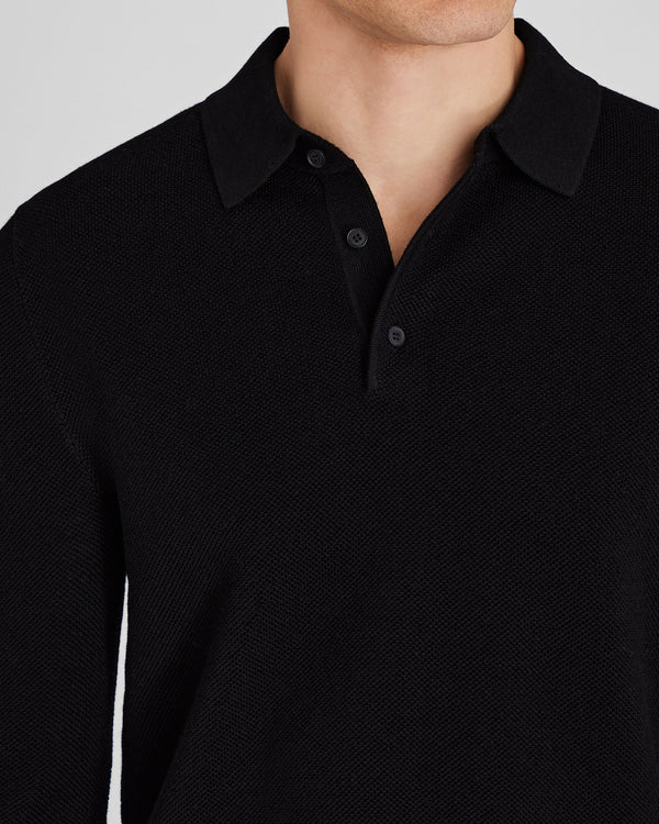 Club Monaco Long-Sleeve Stitch Wool Polo Black