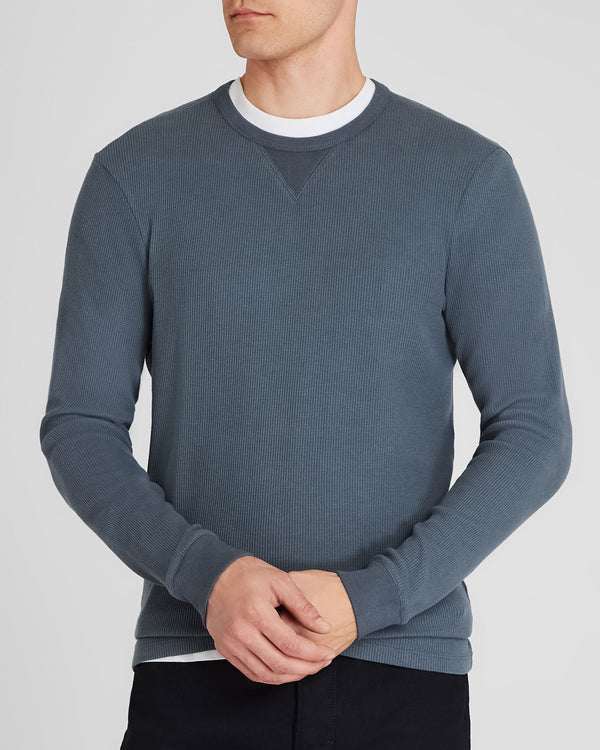 club monaco Long-Sleeve Waffle Crew Dark Blue