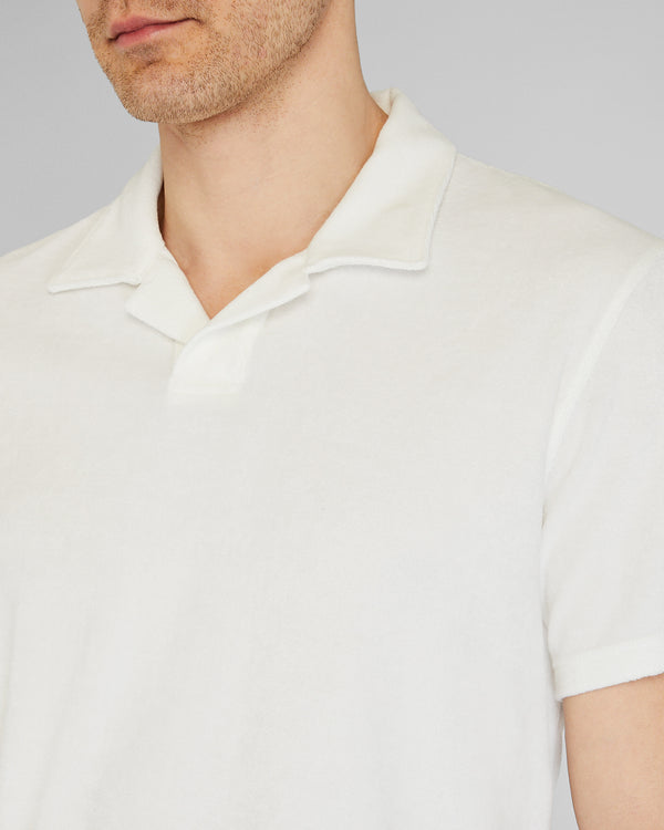Club Monaco Loop Terry Johnny Collar Polo White