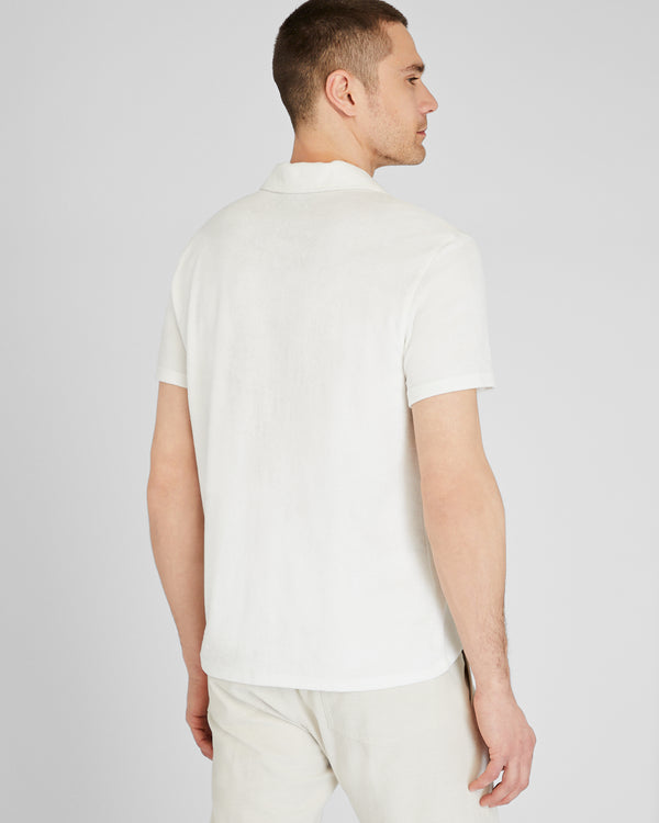 Club Monaco Loop Terry Johnny Collar Polo White