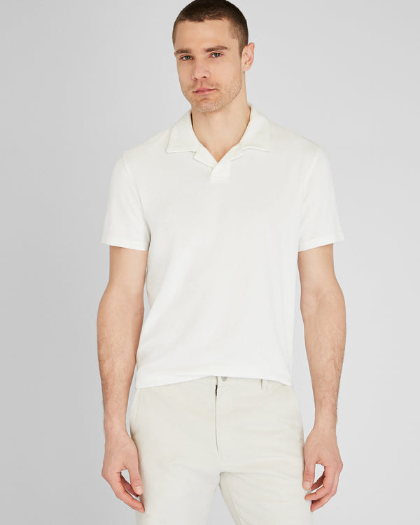 club monaco Loop Terry Johnny Collar Polo White