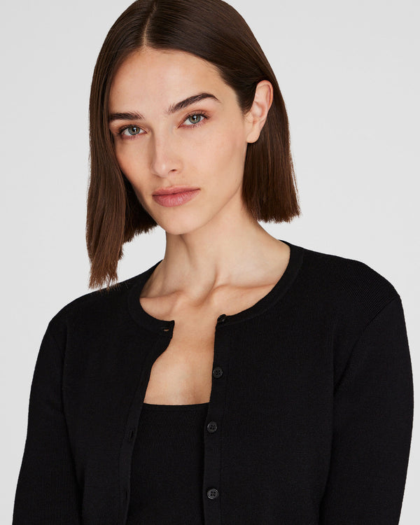 Club Monaco Merino Rib Cropped Cardigan Black