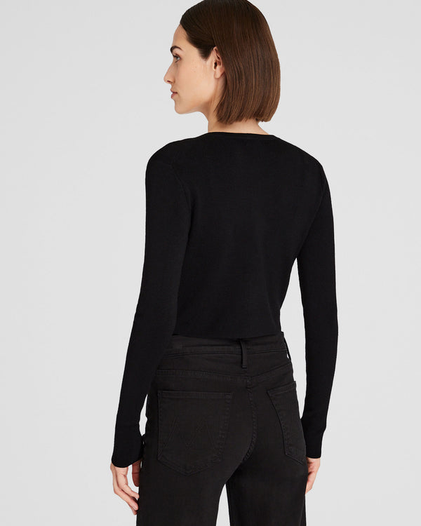 Club Monaco Merino Rib Cropped Cardigan Black