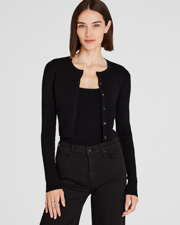 club monaco Merino Rib Cropped Cardigan Black