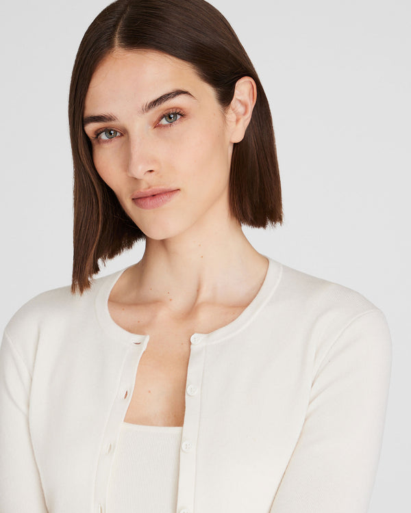 Club Monaco Merino Rib Cropped Cardigan Ivory