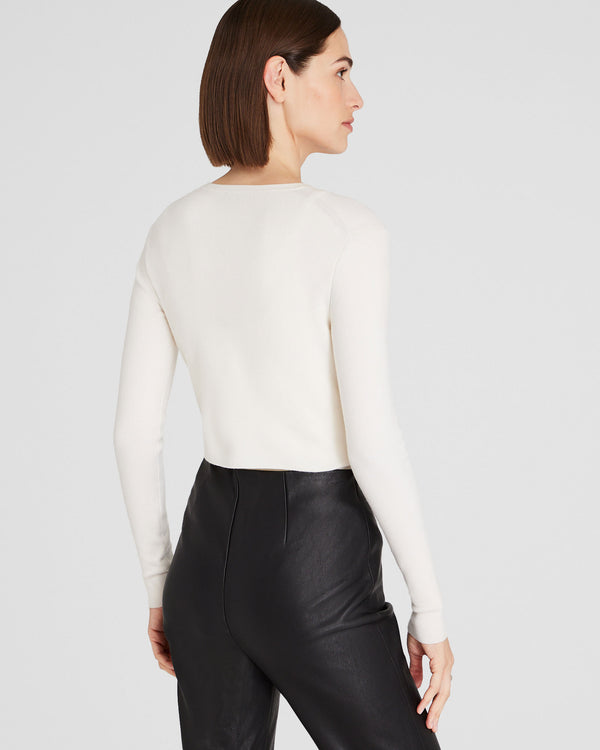 Club Monaco Merino Rib Cropped Cardigan Ivory