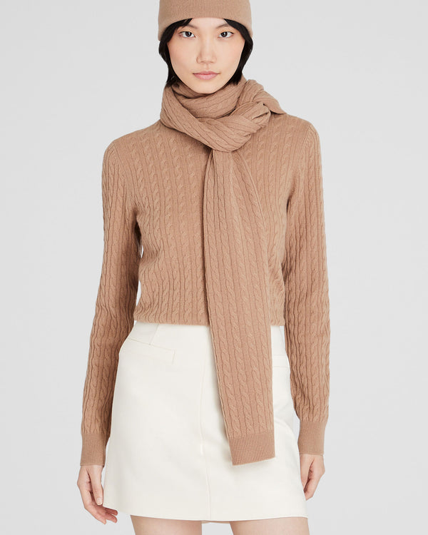 Club Monaco Mini-Cable Cashmere Scarf Camel