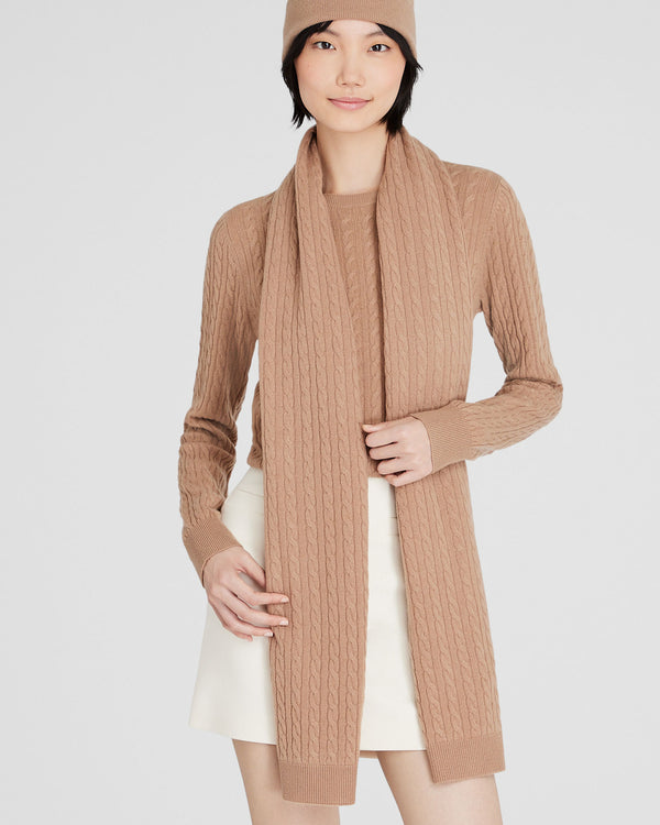 Club Monaco Mini-Cable Cashmere Scarf Camel
