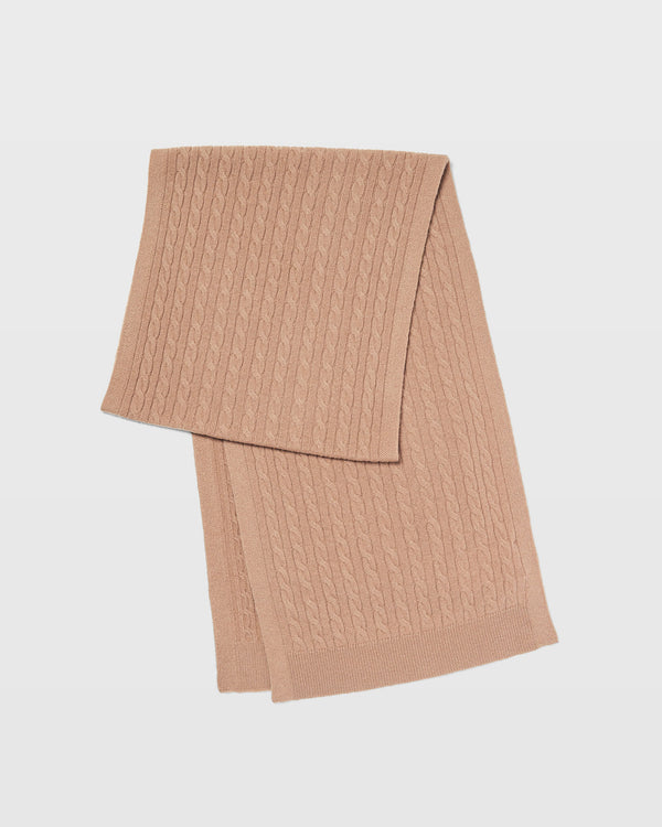 club monaco Mini-Cable Cashmere Scarf Camel