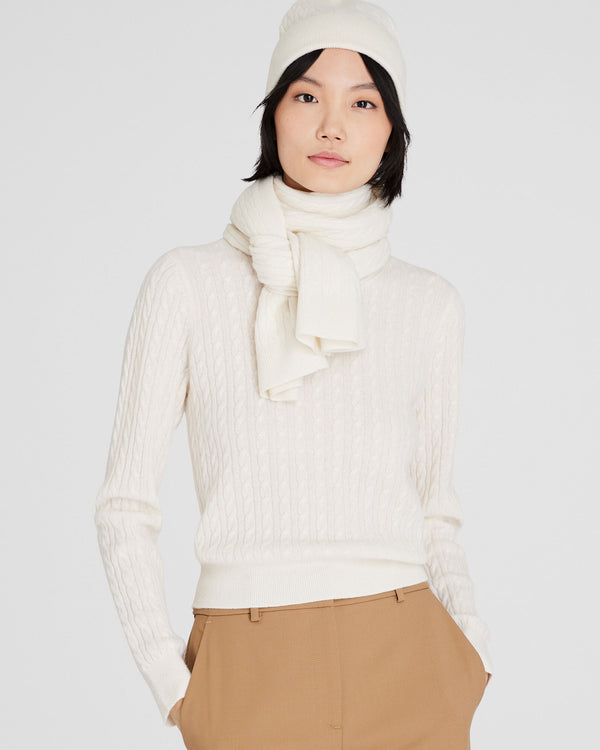 Club Monaco Mini-Cable Cashmere Scarf Off White