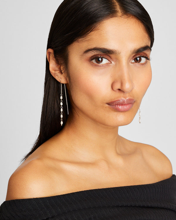 Club Monaco Mini Pearl Threader Earrings Gold