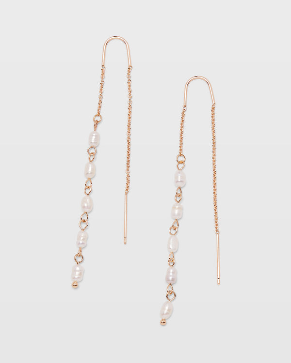 club monaco Mini Pearl Threader Earrings Gold