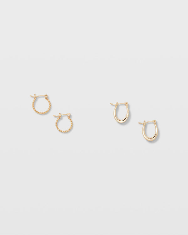 club monaco Mini Twist Hoop Set Gold