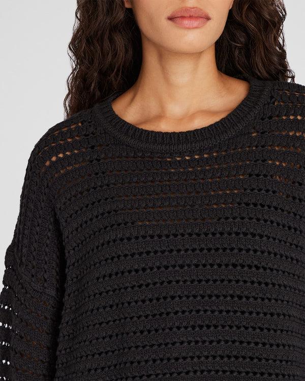 Club Monaco Mixed-Yarn Open-Stitch Sweater Black