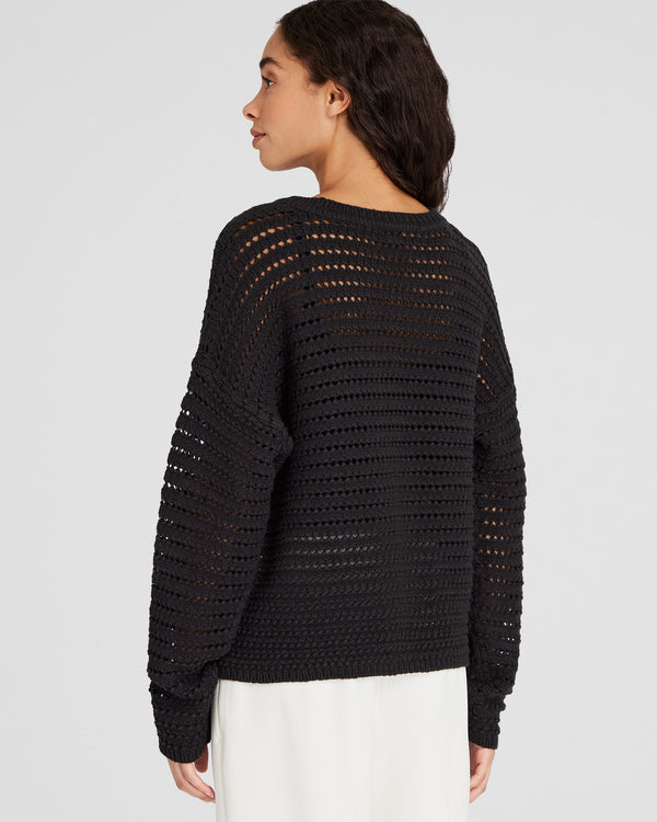 Club Monaco Mixed-Yarn Open-Stitch Sweater Black